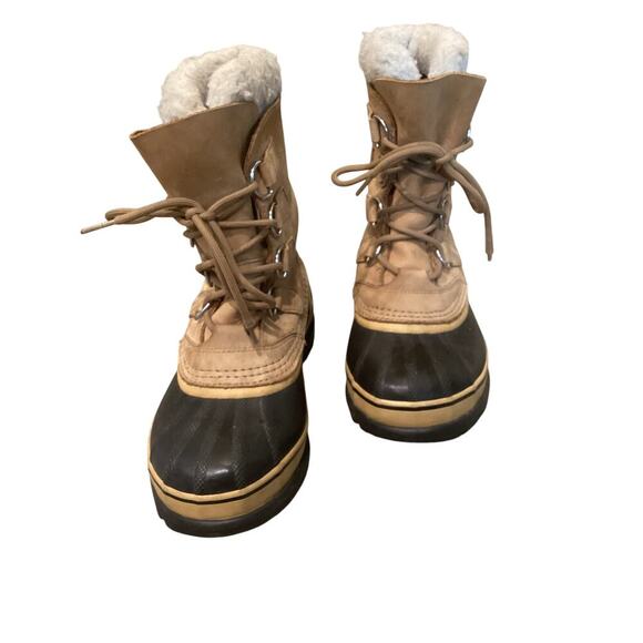 Sorel Mens Caribou Winter Boots US 6 EU 37 Fleece Trim Nubuck Rubber Snow Boots - Picture 5 of 10